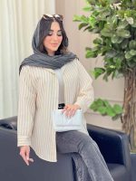 شومیز راه راه پشت دکمه کد 6497 - تصویر 10