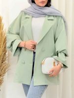 مانتو مازراتی چهاردکمه دو جیب کد 6509 - تصویر 20