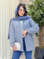 مانتو راه راه ریز پشت سه دکمه کد 6499 - تصویر 16