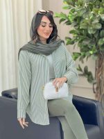 مانتو راه راه ریز پشت سه دکمه کد 6499 - تصویر 3