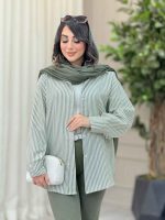 مانتو راه راه ریز پشت سه دکمه کد 6499 - تصویر 11