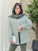 مانتو راه راه ریز پشت سه دکمه کد 6499 - تصویر 18