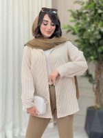 مانتو راه راه ریز پشت سه دکمه کد 6499 - تصویر 6