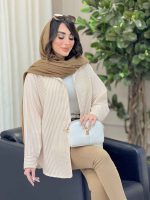 مانتو راه راه ریز پشت سه دکمه کد 6499 - تصویر 8