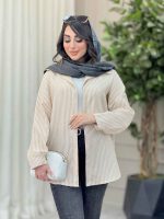 مانتو راه راه ریز پشت سه دکمه کد 6499 - تصویر 2