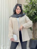 مانتو راه راه ریز پشت سه دکمه کد 6499 - تصویر 15