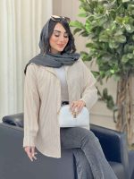 مانتو راه راه ریز پشت سه دکمه کد 6499 - تصویر 10