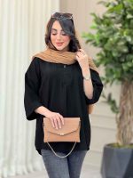 مانتو یقه ایستاده جلو بسته کد 6457 - تصویر 6