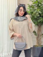 مانتو یقه ایستاده جلو بسته کد 6457 - تصویر 4