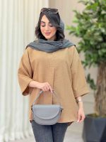 مانتو یقه ایستاده جلو بسته کد 6457 - تصویر 3