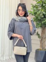مانتو یقه ایستاده جلو بسته کد 6457 - تصویر 8