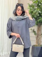 مانتو یقه ایستاده جلو بسته کد 6457 - تصویر 14