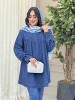 مانتو جین یقه چهار دکمه کد 6420 - تصویر 4