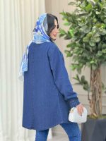 مانتو جین یقه چهار دکمه کد 6420 - تصویر 8