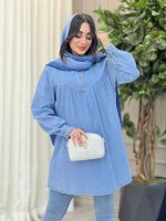 مانتو جین یقه چهار دکمه کد 6420 - تصویر 5