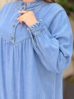 مانتو جین یقه چهار دکمه کد 6420 - تصویر 7
