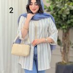 شومیز آستین پاکتی طرح دار کد 6493