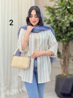 شومیز آستین پاکتی طرح دار کد 6493