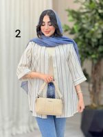 شومیز آستین پاکتی طرح دار کد 6493 - تصویر 22