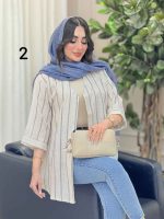 شومیز آستین پاکتی طرح دار کد 6493 - تصویر 5