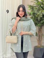 شومیز آستین پاکتی طرح دار کد 6493 - تصویر 13