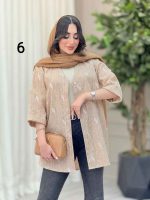 شومیز آستین پاکتی طرح دار کد 6493 - تصویر 9
