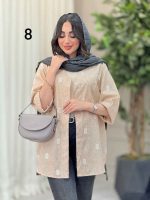 شومیز آستین پاکتی طرح دار کد 6493 - تصویر 4