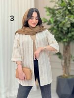 شومیز آستین پاکتی طرح دار کد 6493 - تصویر 2