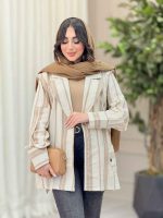 مانتو راه راه پشت پاگن بغل چاک کد 6349
