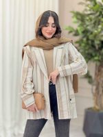 مانتو راه راه پشت پاگن بغل چاک کد 6349 - تصویر 6