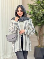 مانتو راه راه پشت پاگن بغل چاک کد 6349 - تصویر 7