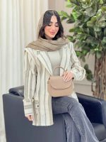 مانتو راه راه پشت پاگن بغل چاک کد 6349 - تصویر 3