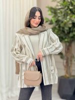 مانتو راه راه پشت پاگن بغل چاک کد 6349 - تصویر 10