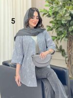 شومیز آستین پاکتی طرح دار کد 6493 - تصویر 14