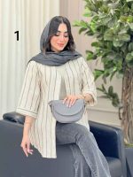 شومیز آستین پاکتی طرح دار کد 6493 - تصویر 11