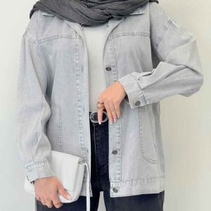 کت جین رنگی دو جیب کد 6352