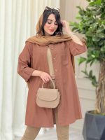 مانتو آستین پاگن جیب دوبل کد 6468 - تصویر 11