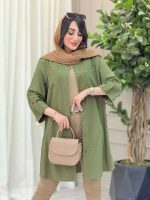 مانتو آستین پاگن جیب دوبل کد 6468 - تصویر 12
