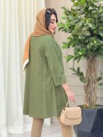 مانتو آستین پاگن جیب دوبل کد 6468 - تصویر 5