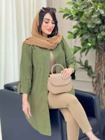 مانتو آستین پاگن جیب دوبل کد 6468 - تصویر 2