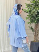 مانتو لینن پانچ آستین پیله کد 6144 - تصویر 7