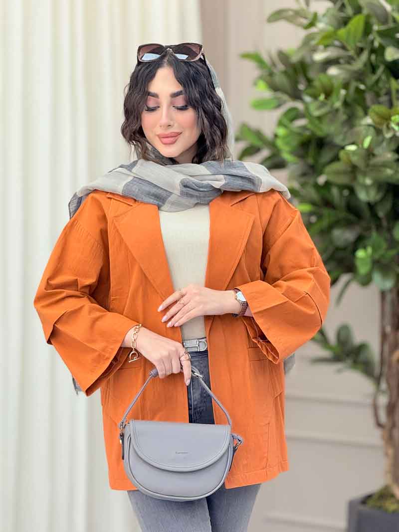 مانتو برش هلالی دو جیب آرزو کد 6432 مانتو برش هلالی دو جیب آرزو کد 6432