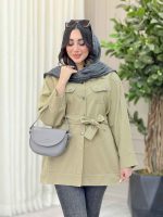 مانتو کمردار چهارجیب کد 6337 - تصویر 3