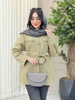 مانتو کمردار چهارجیب کد 6337 - تصویر 12
