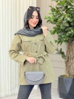 مانتو کمردار چهارجیب کد 6337 - تصویر 20