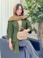 مانتو پشت دکمه دو جیب پاکتی کد 6528 - تصویر 5