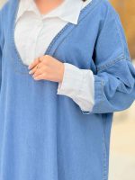پیراهن بلند جین ترکیبی کد 6079 - تصویر 12