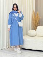 پیراهن بلند جین ترکیبی کد 6079 - تصویر 4