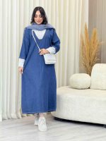 پیراهن بلند جین ترکیبی کد 6079 - تصویر 7