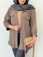 مانتو دو جیب پاکتی ریش دار کد 6530 - تصویر 21
